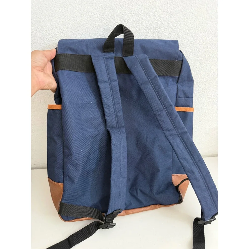 Explore Outdoor Adventure Navy Blue Canvas Backpack Vintage Style Rucksack Korea